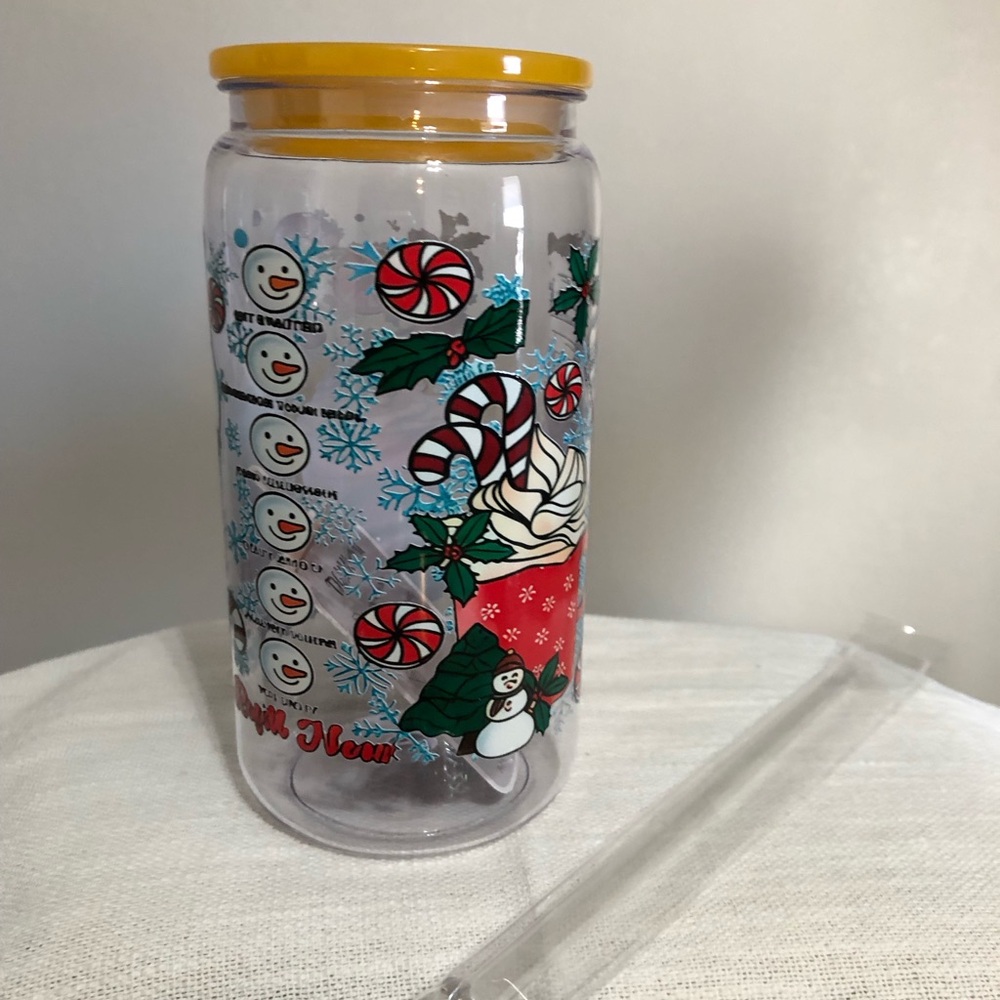 Festive Holiday Tumbler with Straw